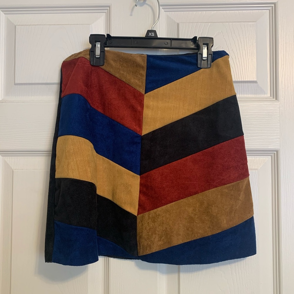 Suede Color Block Karlie Skirt